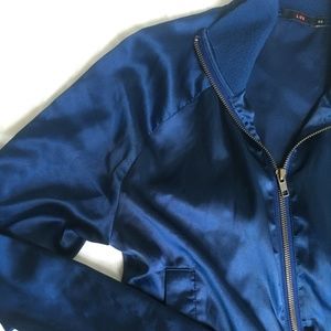 Lux Blue Satin Bomber